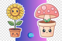 Kawaii Potted Plant Stickers | Cute SVG PNG PDF Bundle Product Image 4