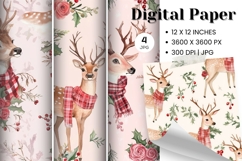 Christmas Deer Background Winter Seamless Pattern Wallpaper Product Image 1