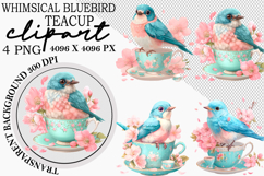 Whimsical Bluebird Teacup Clipart Product Image 1