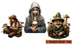 Watercolor Woodland Witch Halloween sublimation , PNG Product Image 1