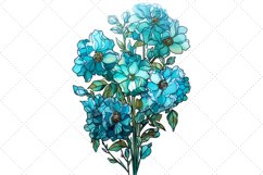 Turquoise flowers sublimation Clipart Bundle | clipart set Product Image 4