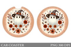 Cute Ghost Car Coaster. Cute Halloween Car Coaster Product Image 1