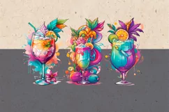 Cocktail Party Watercolor clipart, print design 3 PNG Product Image 2