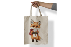 Cute Fox with Backpack Holding a Pencil Watercolor PNG Product Image 4