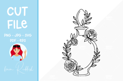 Floral perfume bottle Line Art Cut File Product Image 1