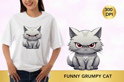 Sarcastic light gray Funny Grumpy Cat, Cat sublimation Product Image 1