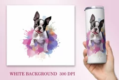 Watercolor Dog Sublimation Tumbler Wrap | 20 oz Straight Png Product Image 2