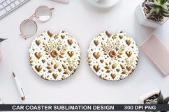 Heart Car Coaster Sublimation |Valentine Coaster PNG Product Image 1