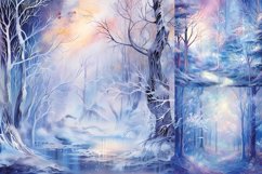 Watercolor misty winter forest printable digital papers Product Image 4