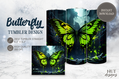 Neon Butterfly Tumbler wrap fantasy toxic green Butterfly Product Image 1