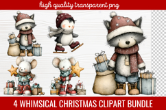 4 Whimsical Christmas Clipart | Cute Festive Holiday PNG Product Image 1