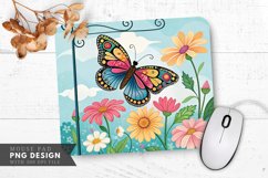 Butterfly Garden Delight Mouse Pad PNG Design Product Image 1