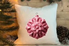 Pink Christmas Crochet Clipart, Christmas PNG Product Image 4
