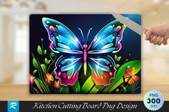 Neon Butterfly Cutting Board Sublimation Design Product Image 1