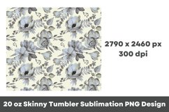 Silver Flowers Pattern 20 oz Tumbler Sublimation PNG Product Image 4