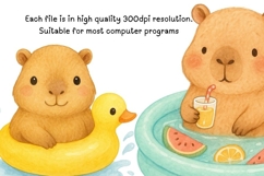 Cute Summer Capybara Watercolor Clipart | Tropical Animals Product Image 4