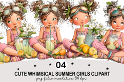Cute Whimsical Summer Girls Clipart Product Image 2