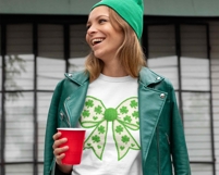 Preppy Coquette St Patrick&#039;s Day PNG, Yarn Faux Lucky Product Image 2