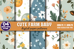Cute Farm Baby Digital Paper Pattern Bundle PNG Product Image 5