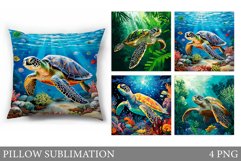 Turtle Pillow Sublimation. Sea Turtle Sublimation Product Image 1