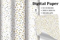 Moon Star Cloud Watercolor Background Digital Paper Pattern4 Product Image 1