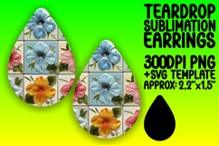 Elegant Flower Pattern PNG Teardrop Earring Design Sublime Product Image 1