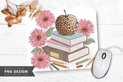 Leopard Print Apple Sunflowers and Pencils Mouse Pad PNG Product Image 1