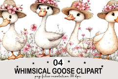 Whimsical Goose Clipart Watercolor png Product Image 1