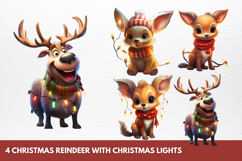 Christmas Reindeer With Christmas Lights Clipart Product Image 1