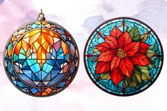 Stained Glass Christmas Ornaments Bundle, Stained Glass PNG Product Image 5
