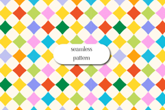 Colorful Harlequin Seamless Pattern Bright Diamond Print Product Image 1
