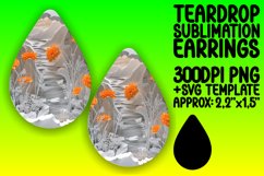 3D Flowers in Hole Teardrop Earrings Sublimation Design Product Image 1