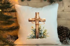 Christmas Cross Watercolor Clipart, Jesus Christ Clipart Product Image 4