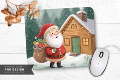 Cheerful Santa by Wooden Cabin Mouse Pad Sublimation PNG Product Image 1