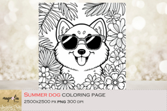 Summer Dog Coloring Page - Cute Dog in Sunglasses Printable Product Image 1