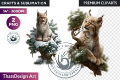 Lynx Watercolor Winter Animal Clipart Arctic Wildlife PNG Product Image 1