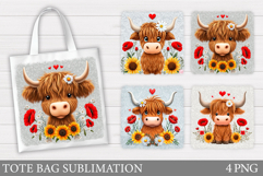 Cute Cow Tote Bag Design. Cute Cow Sublimation Product Image 1