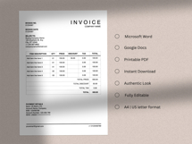 Invoice sample | payment receipt template | word and docs Product Image 5