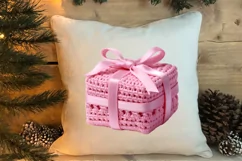 Pink Christmas Crochet Clipart, Christmas PNG Product Image 4