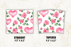 Watercolor Pink Rose &amp; Heart Tumbler Wrap | 20 oz tumbler Product Image 2