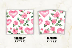 Watercolor Pink Rose & Heart Tumbler Wrap | 20 oz tumbler Product Image 2