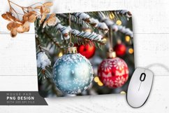 Pine Branches with Hanging Ornaments Mouse Pad PNG Design Product Image 1