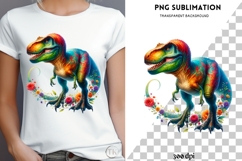 Dinosaur with flowers png design for T-shirts Product Image 4