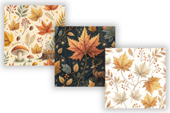 Maple Leaf Toile Digital Paper, Seamless Watercolor Pattern Product Image 4