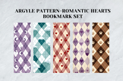 Argyle Pattern Romantic Hearts Bookmark,Preppy Plaid Bookmar Product Image 4
