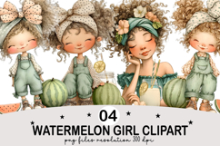 Watermelon Girl Clipart Watercolor png Product Image 1