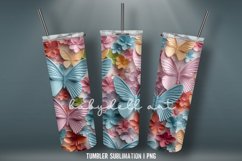 3D Butterflies Tumbler | Sublimation 3D Tumbler Wrap Product Image 4