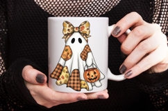 Fall Ghost Patchwork Png, Halloween Patchwork Ghost Png. Product Image 4