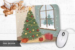 Whimsical Christmas Corner with Glowing Tree Mouse Pad PNG Product Image 1