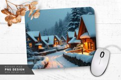 Snow Covered Trees and Frozen Pond Mouse Pad PNG Product Image 1